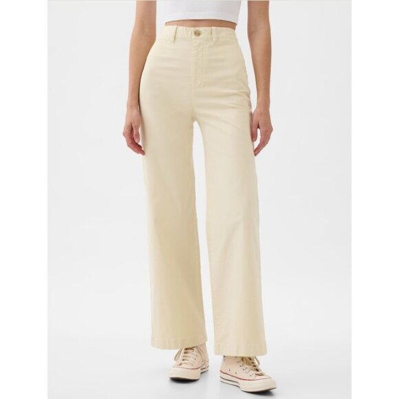 Gap High Rise Stride Ankle Pant Womens 8 Tan Khaki Straight Leg Neutral Minimal - Picture 1 of 12